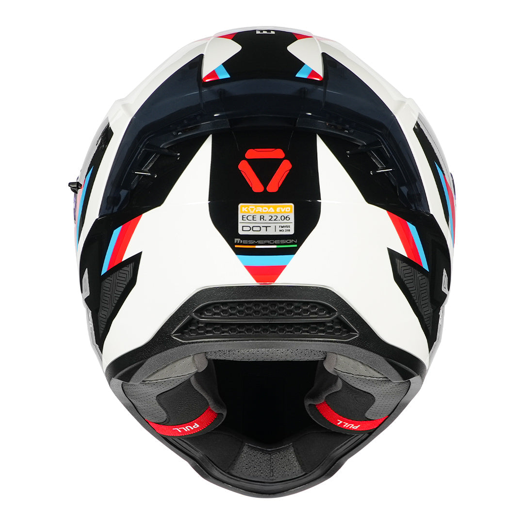 Korda Evo Orcus Gloss White Blue and Red Full Face - Helmet