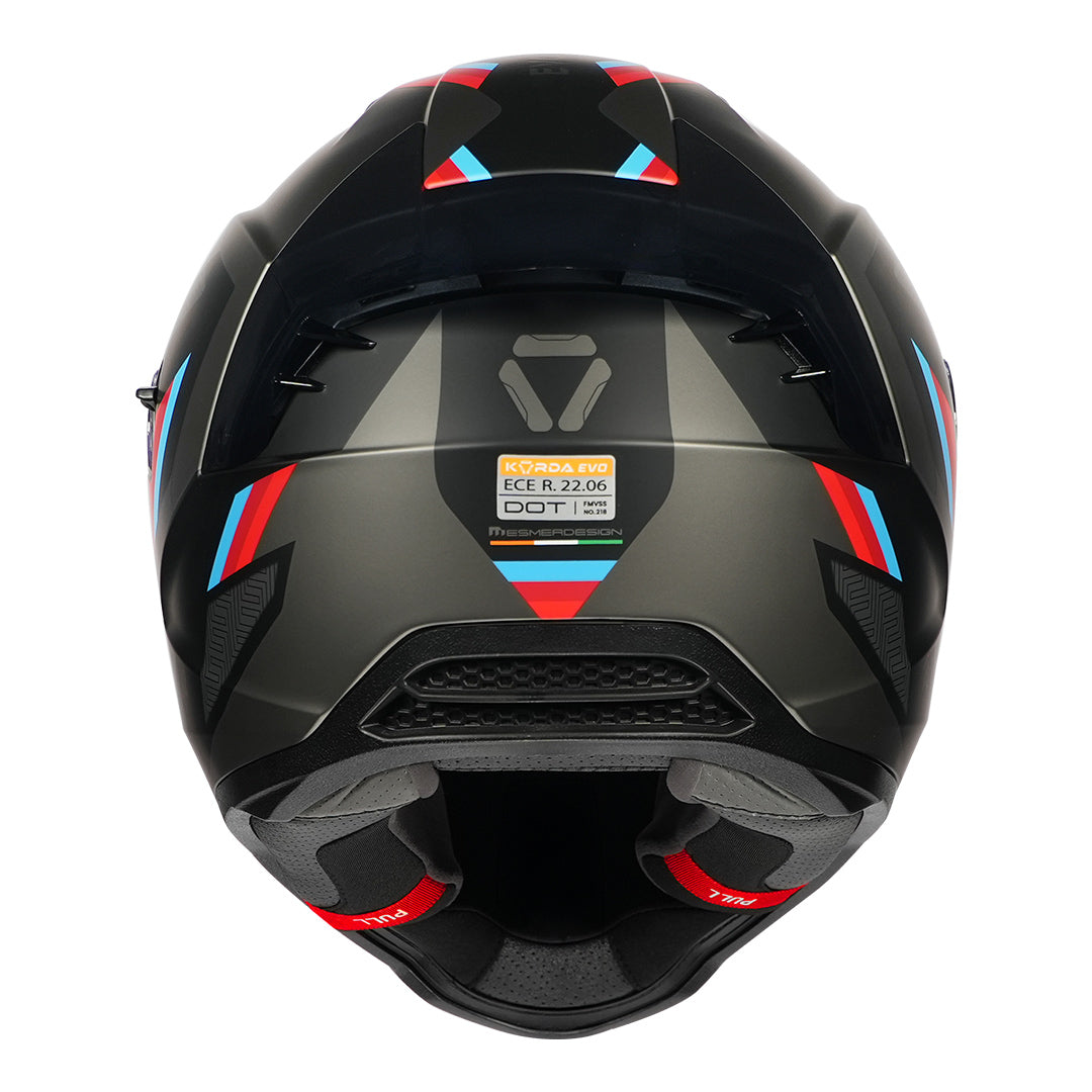 Korda Evo Orcus Matt Grey Red and Blue Full Face - Helmet