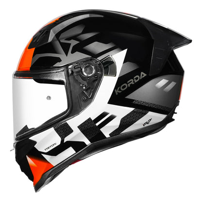 Korda Evo Triton Gloss Black/White/Orange Full Face - Helmet