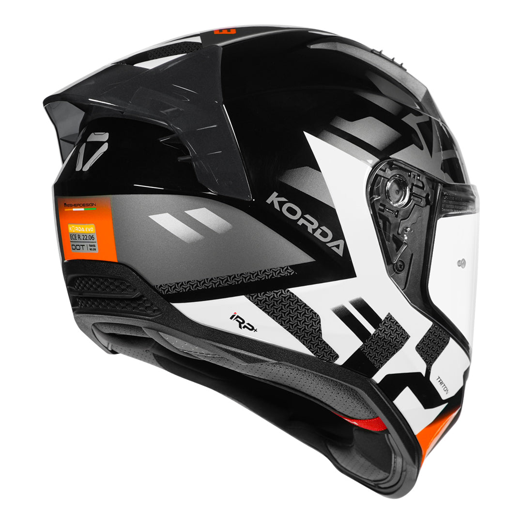 Korda Evo Triton Gloss Black/White/Orange Full Face - Helmet