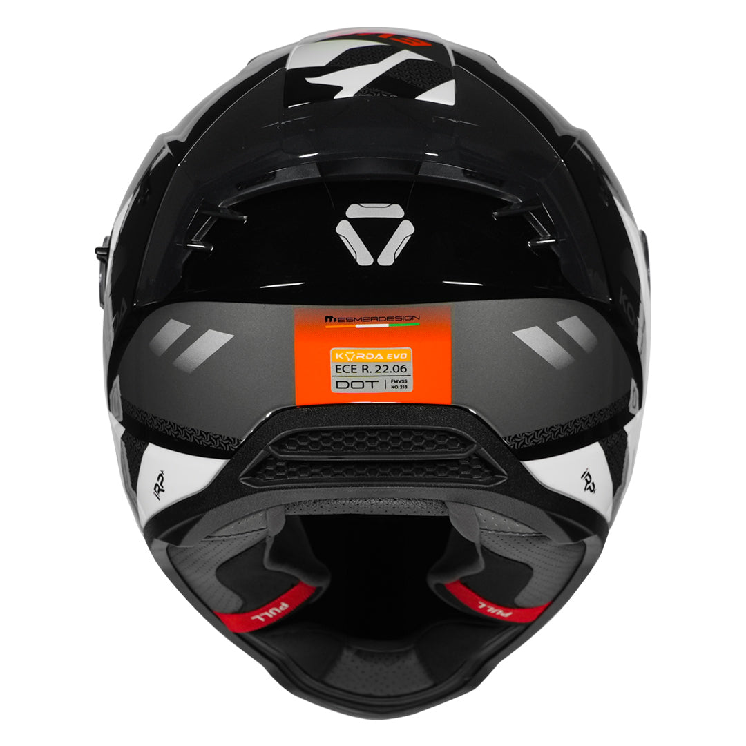 Korda Evo Triton Gloss Black/White/Orange Full Face - Helmet
