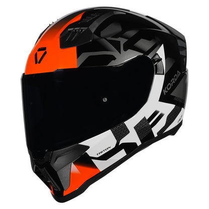 Korda Evo Triton Gloss Black/White/Orange Full Face - Helmet