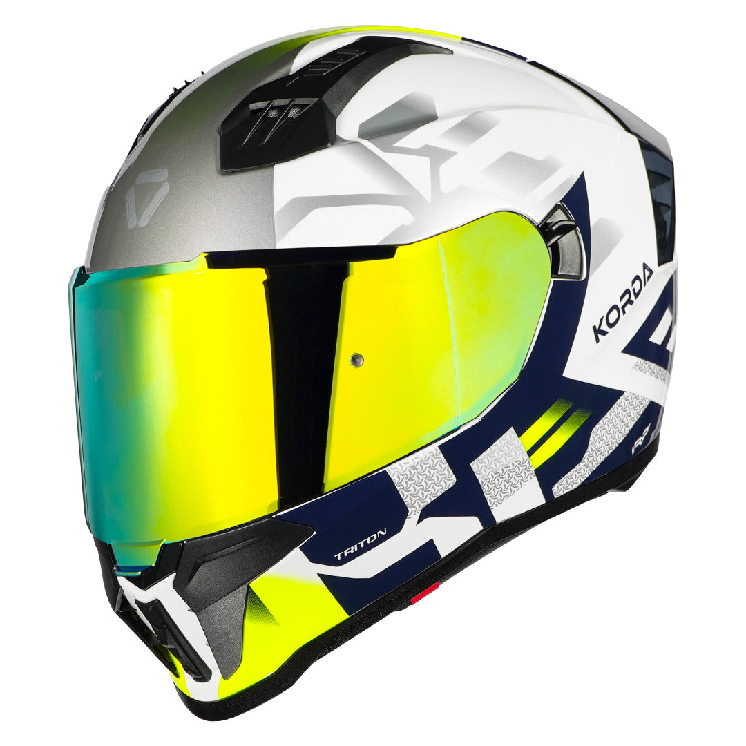 Korda Evo Triton Gloss White Flour Yellow Full Face - Helmet