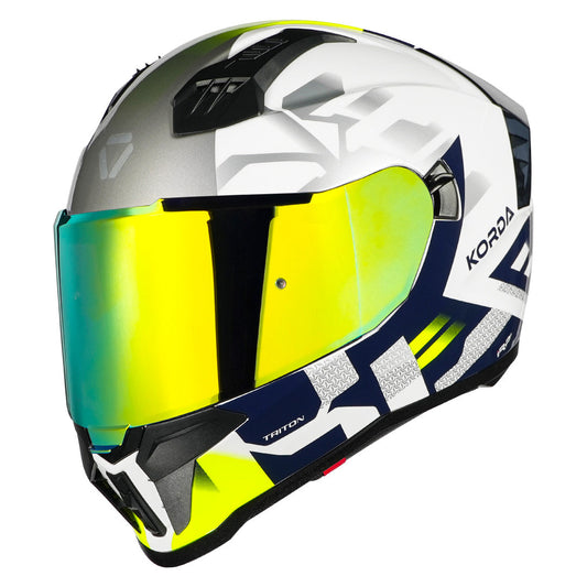 Korda Evo Triton Gloss White Flour Yellow Full Face - Helmet