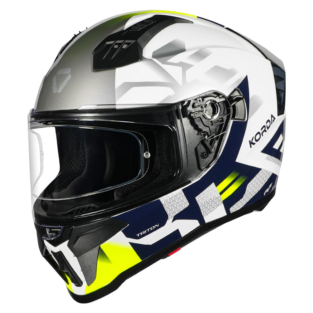 Korda Evo Triton Gloss White Flour Yellow Full Face - Helmet