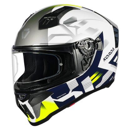 Korda Evo Triton Gloss White Flour Yellow Full Face - Helmet