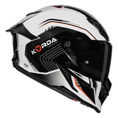 Korda Icon Strike Gloss White and Fluorescent Orange Full Face - Helmet