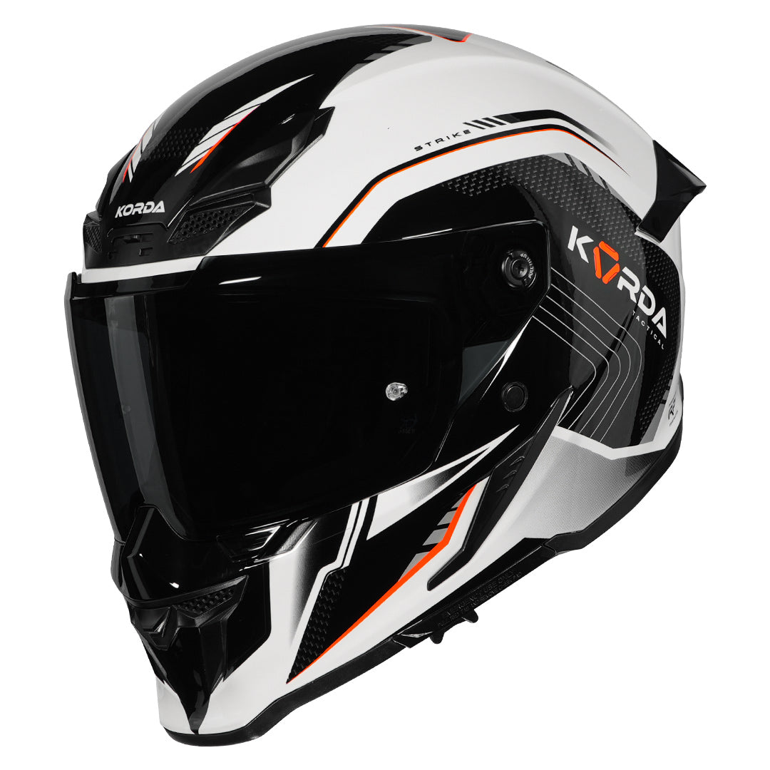 Korda Icon Strike Gloss White and Fluorescent Orange Full Face - Helmet
