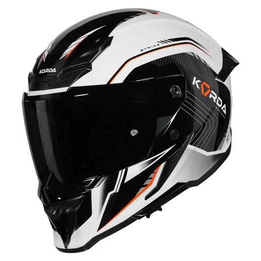 Korda Icon Strike Gloss White and Fluorescent Orange Full Face - Helmet