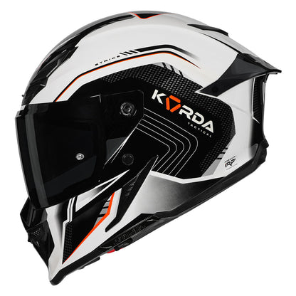 Korda Icon Strike Gloss White and Fluorescent Orange Full Face - Helmet