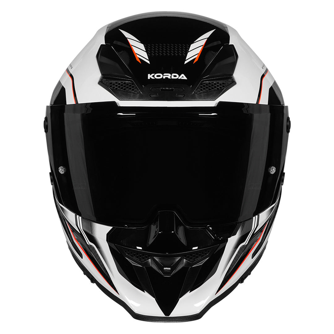 Korda Icon Strike Gloss White and Fluorescent Orange Full Face - Helmet