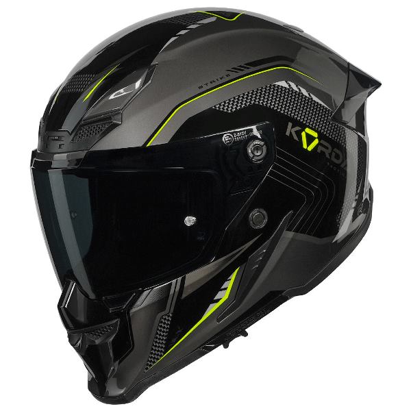 Korda Icon Strike Helmet (Gloss Grey and Fluorescent Yellow)