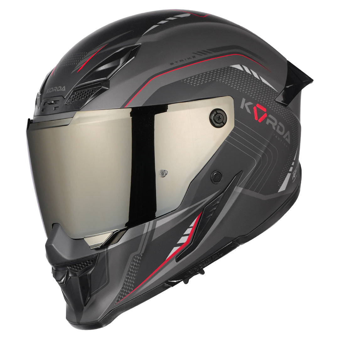 Korda Icon Strike Matt Grey and Red Full Face - Helmet
