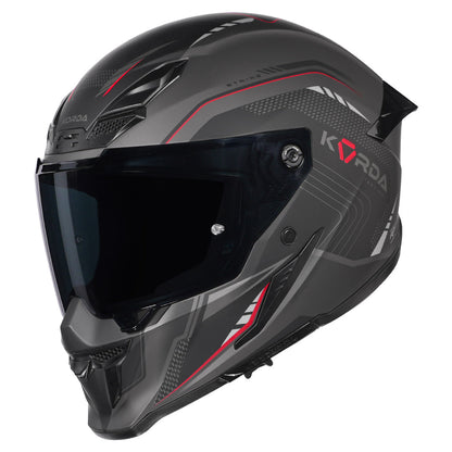 Korda Icon Strike Matt Grey and Red Full Face - Helmet