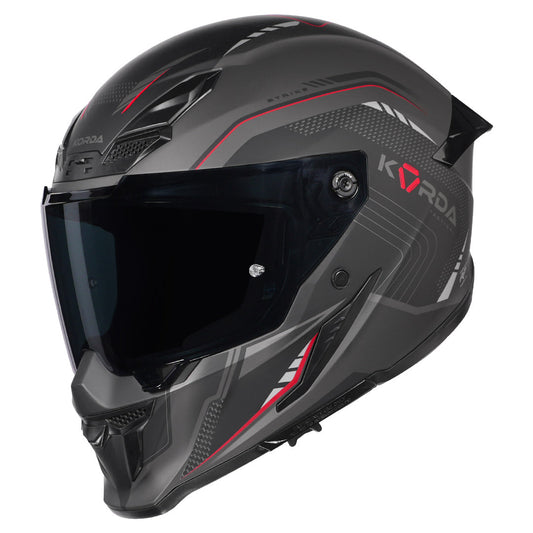 Korda Icon Strike Matt Grey and Red Full Face - Helmet