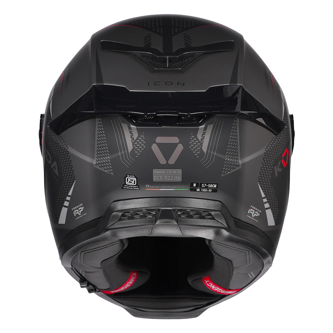 Korda Icon Strike Matt Grey and Red Full Face - Helmet