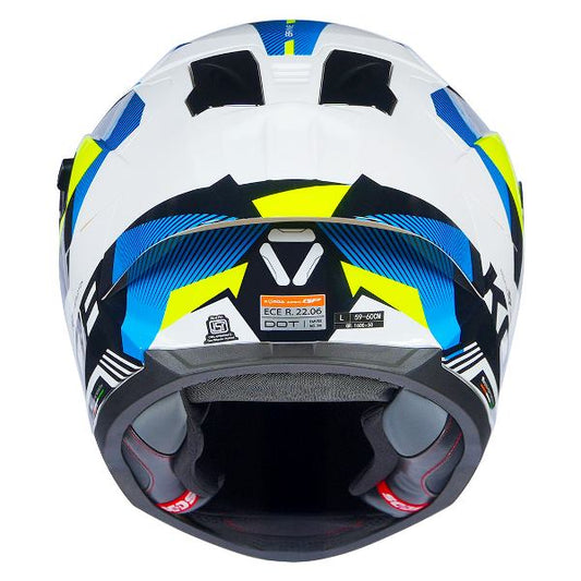 Korda Sonic GP Brave Helmet (Gloss White Blue & Fluorescent Yellow)