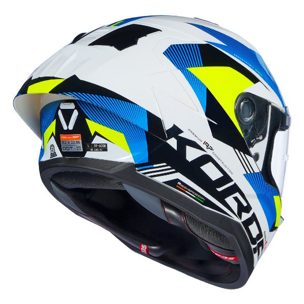 Korda Sonic GP Brave Helmet (Gloss White Blue & Fluorescent Yellow)