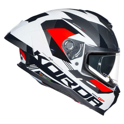 Korda Sonic GP Brave Helmet (Gloss White & Red)