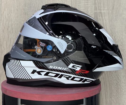 Korda Sonic GP Furiosa Helmet (Gloss Grey) With Free Fog-Free 200 Insert