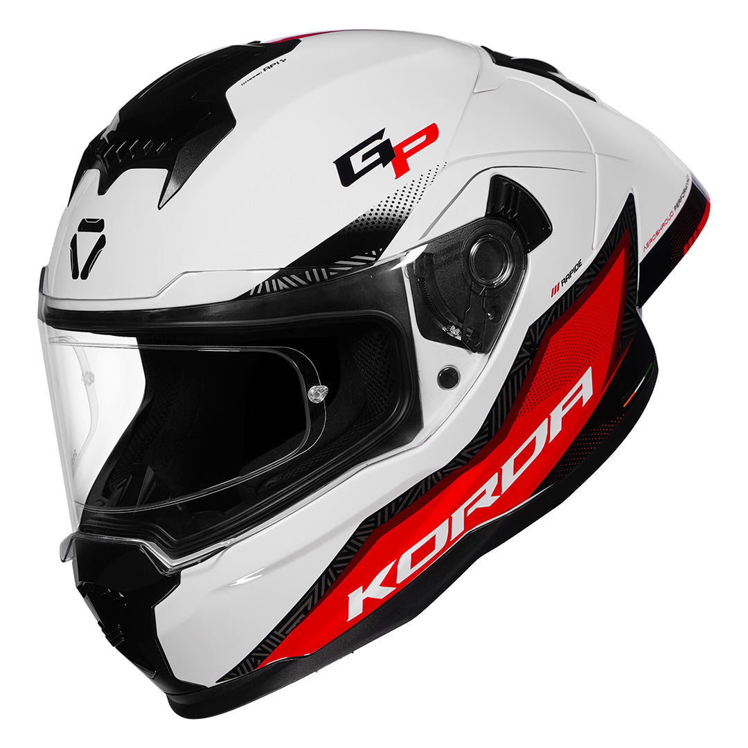 Korda Sonic GP Rapide Gloss White & Red Full Face - Helmet