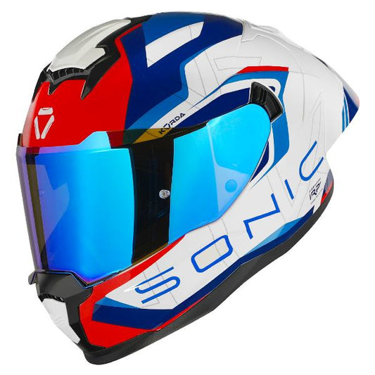 Korda Sonic GP Roadlion Helmet (Gloss White Red & Blue)
