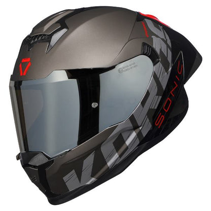 Korda Sonic GP Zhark Helmet (Gloss Grey & Red)