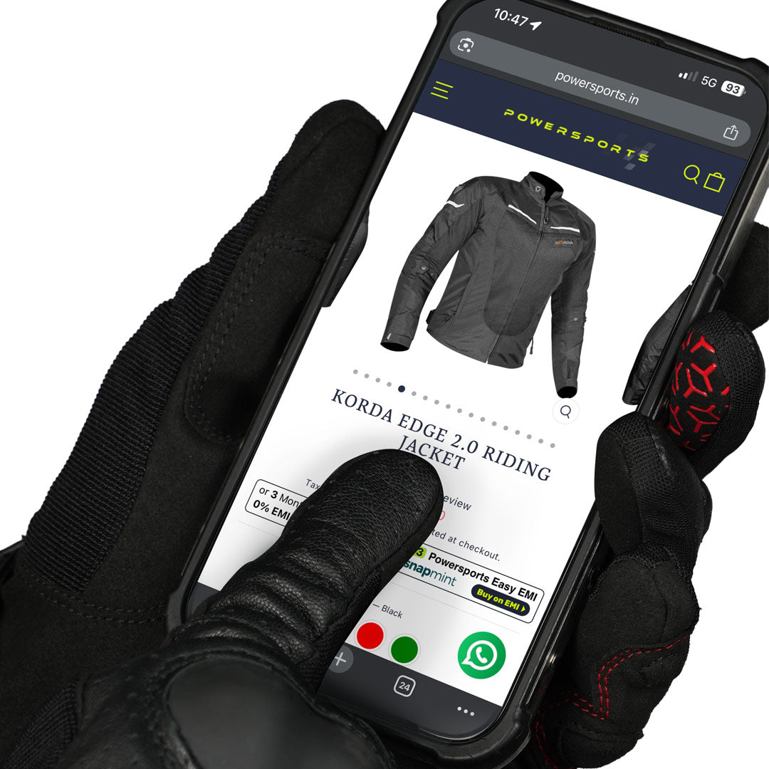 Korda Triad Riding Gloves With Super Fabric - Black & Red