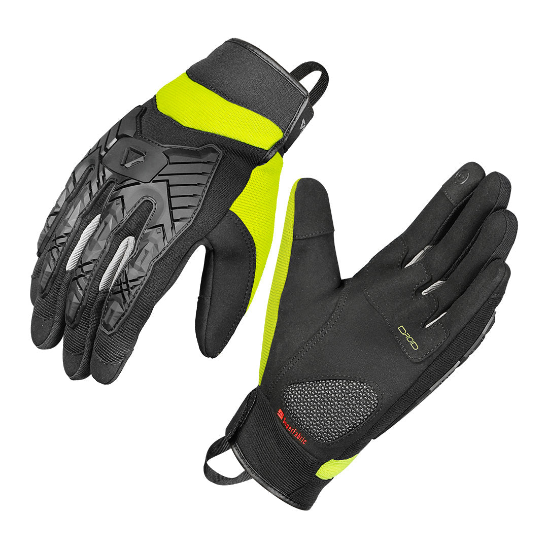 Korda Droid Riding Gloves With Super Fabric - Fluorescent Yellow