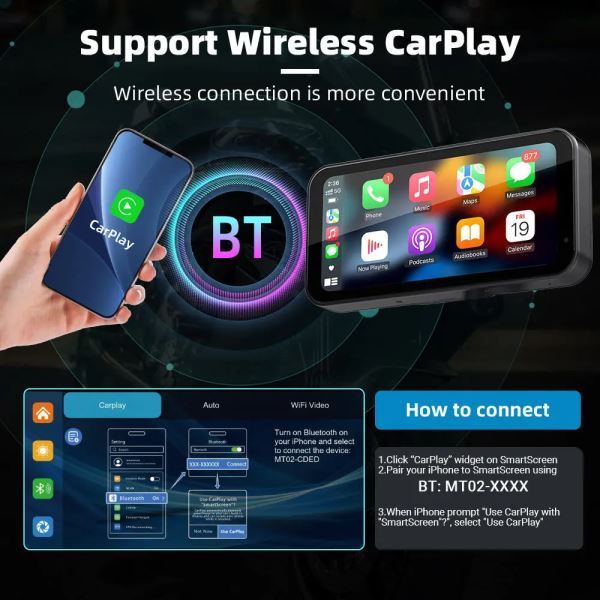 LBC Moto-Display Only Model S3P Lite 6.25 inch Motorcycle Navigation with Carplay 2K HD Screen Only with Handlebar Remote