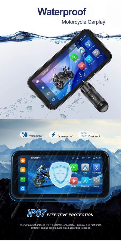 LBC Moto-Display Only Model S3P Lite 6.25 inch Motorcycle Navigation with Carplay 2K HD Screen Only with Handlebar Remote