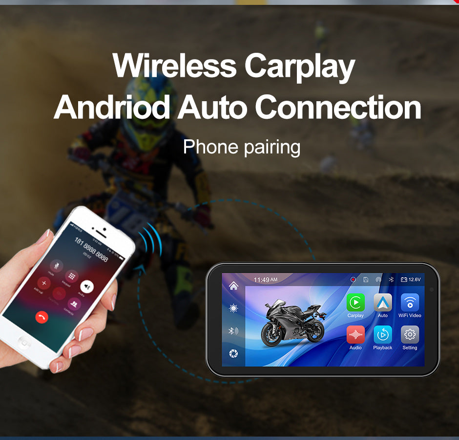 LBC Moto-Universal S3 Elite 6.25-inch Motorcycle Navigation System with Apple CarPlay, 2K HD Screen, GPS, Camera Remote, and TPMS