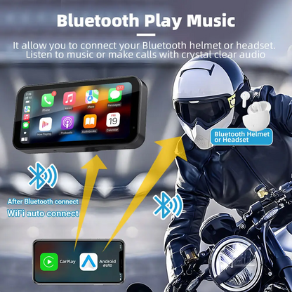 LBC Moto-Universal S3 Elite 6.25-inch Motorcycle Navigation System with Apple CarPlay, 2K HD Screen, GPS, Camera Remote, and TPMS