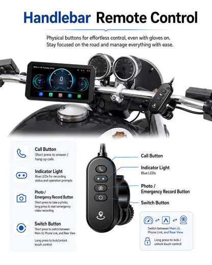 LBC Moto B3 Elite Motorcycle Navigation Screen with Dash Cam & Blind Spot Detection