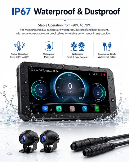 LBC Moto B3 Elite Motorcycle Navigation Screen with Dash Cam & Blind Spot Detection