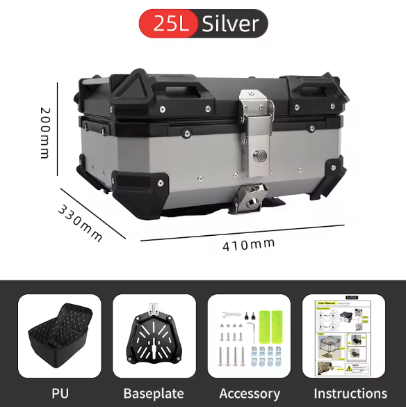 LGP 25 Litres Aluminium Top Box With Graphics Universal 2.0 ( Fits All Motorcycles )-ACS11900