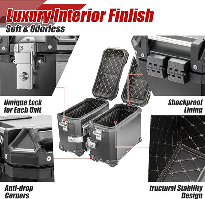 LGP Aluminium Touring Panniers 38L with brackets Set of 2-Black-LGP11256