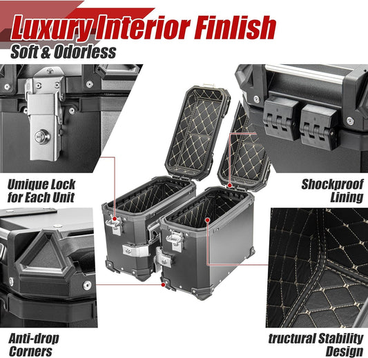 LGP Aluminium Touring Panniers 38L with brackets Set of 2-Black-LGP11256