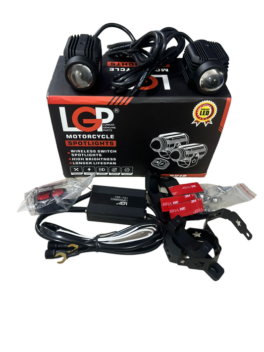 LGP Dk16 Auxiliary Lights With Wireless Spotlight Switch Harness And Clamps 45w ( 12v-30v) Compatible For All Motorcycles And Cars-AUX11203