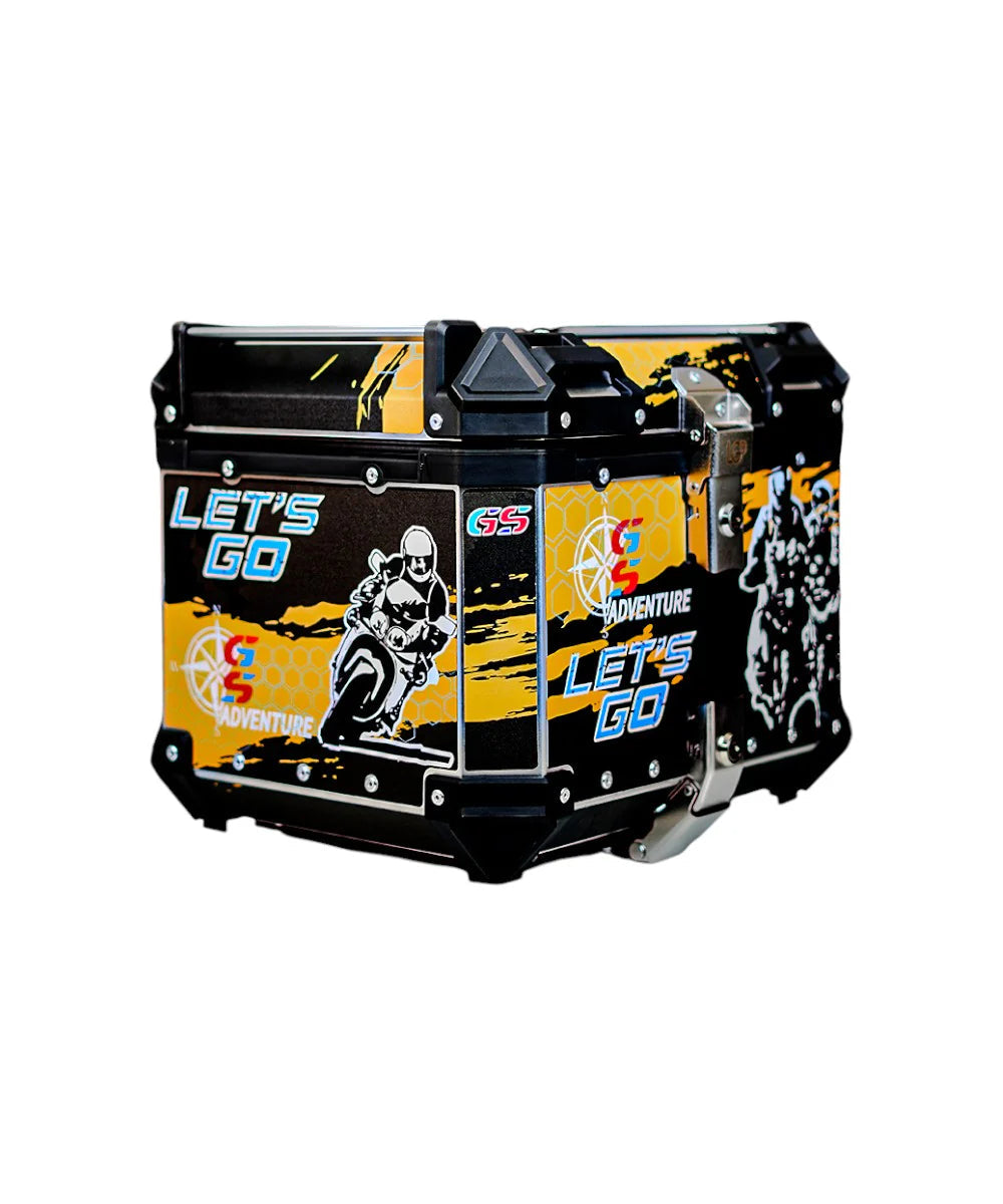 LGP GS Moto Adv 45 Litres Yellow With Black Touring Top Box With Graphics Premium-LGP11249