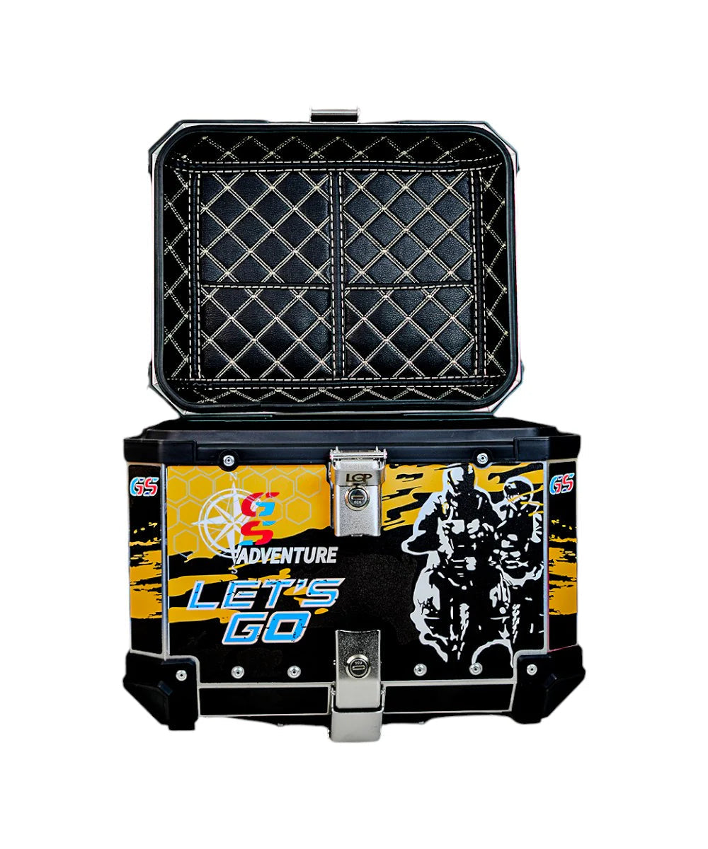 LGP GS Moto Adv 45 Litres Yellow With Black Touring Top Box With Graphics Premium-LGP11249