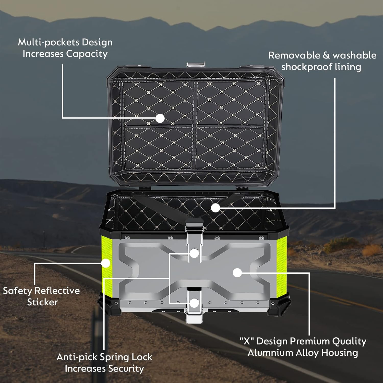 LGP Heavyduty Top Box 65L X type Premium Aluminium - Universal