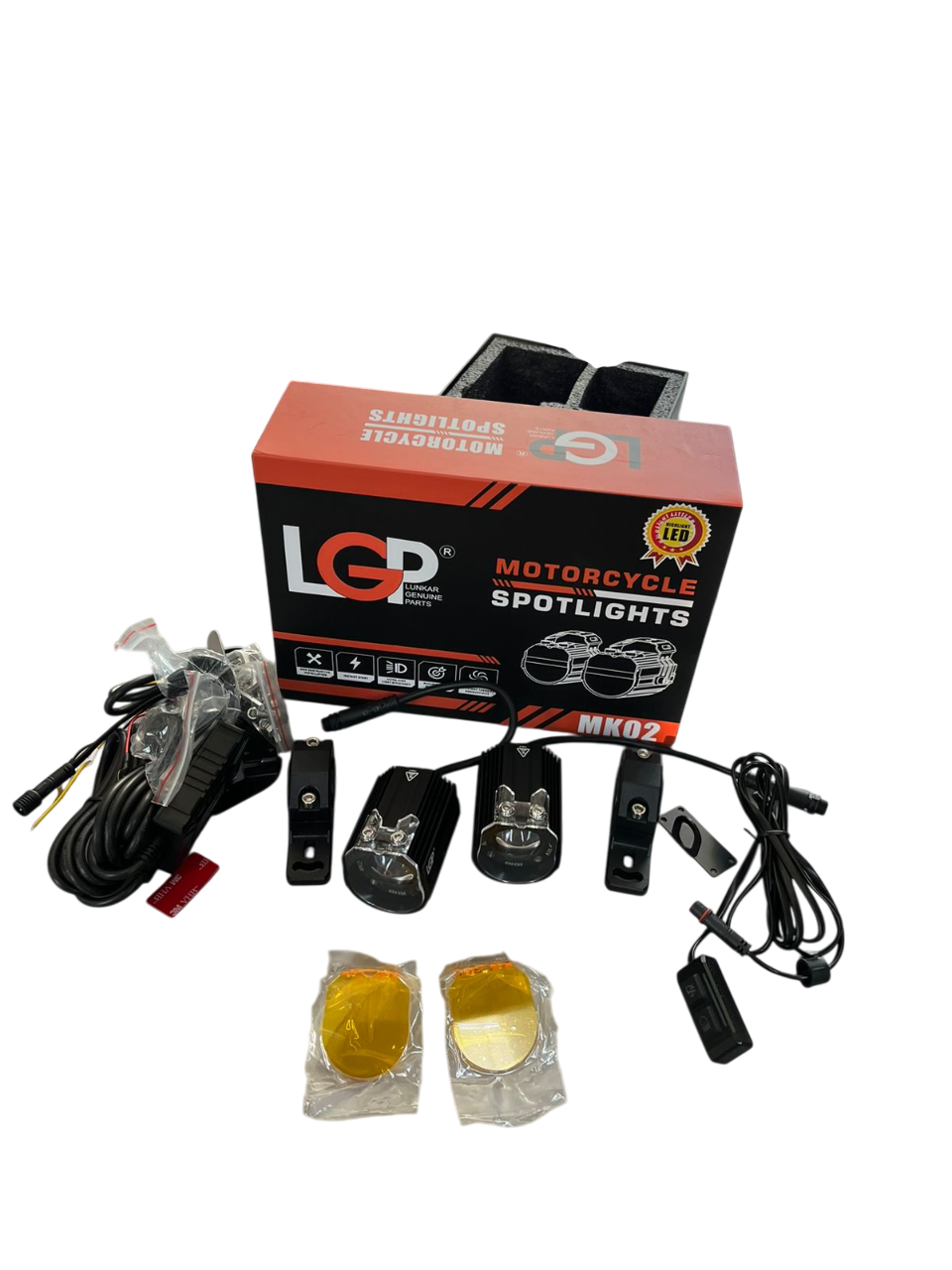 LGP Mk02 Spotlight Ip67 Waterproof Auxiliary Lights With With Harness Compatible For All Motorcycles And Cars-Premium