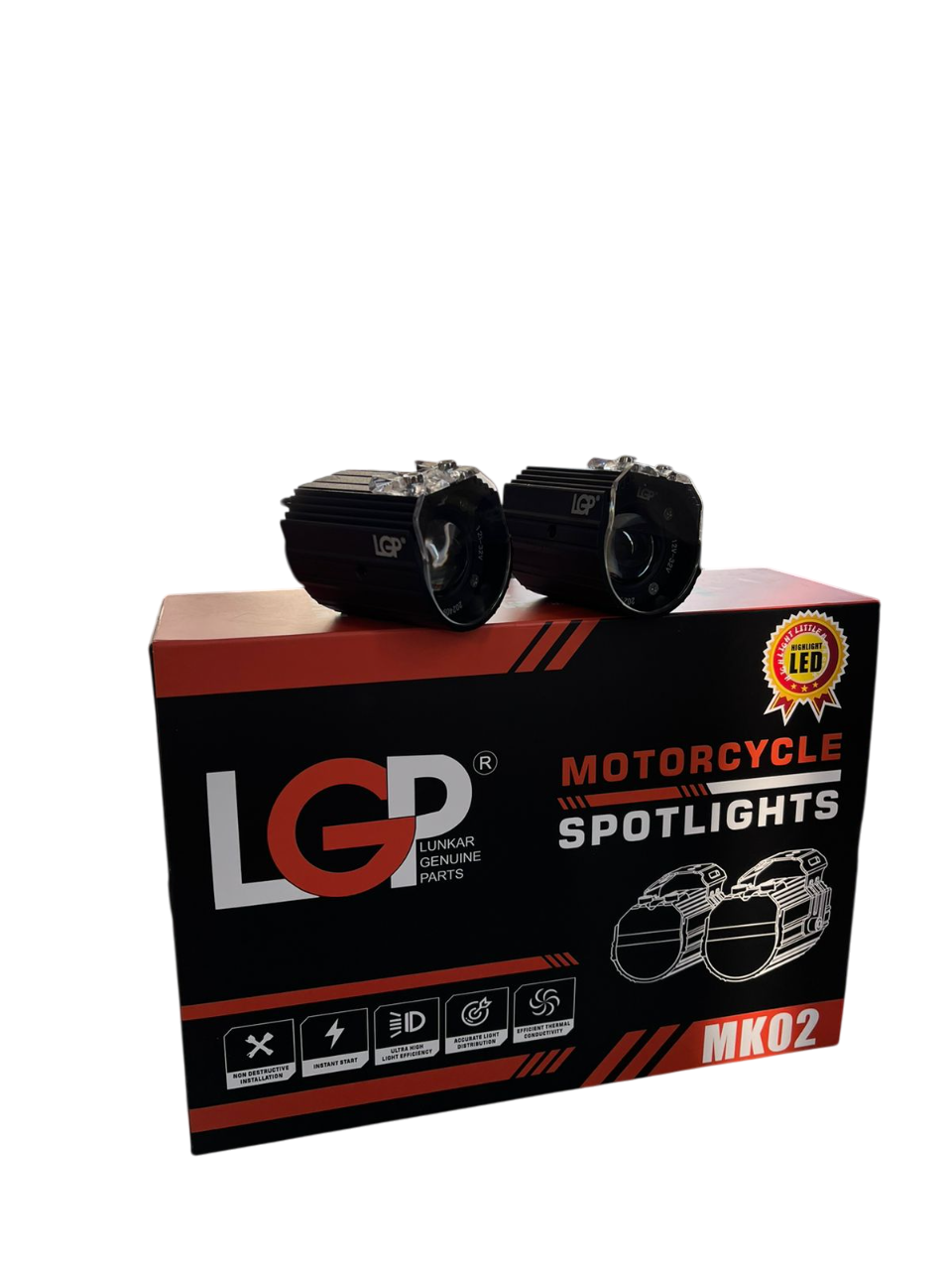 LGP Mk02 Spotlight Ip67 Waterproof Auxiliary Lights With With Harness Compatible For All Motorcycles And Cars-Premium-LGP11126