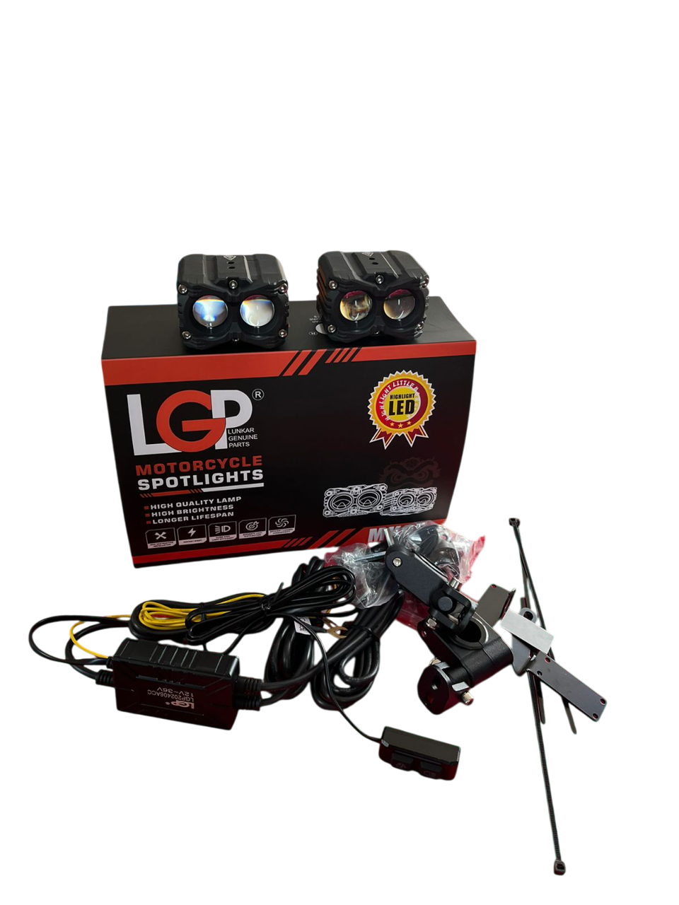 LGP Mk05 Spotlight Ip67 Waterproof Auxiliary Lights With With Harness Compatible For All Motorcycles And Cars-Premium-LGP11127