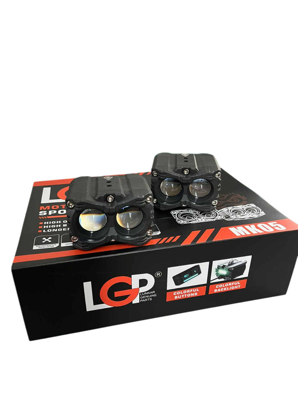 LGP Mk05 Spotlight Ip67 Waterproof Auxiliary Lights With With Harness Compatible For All Motorcycles And Cars-Premium-LGP11127