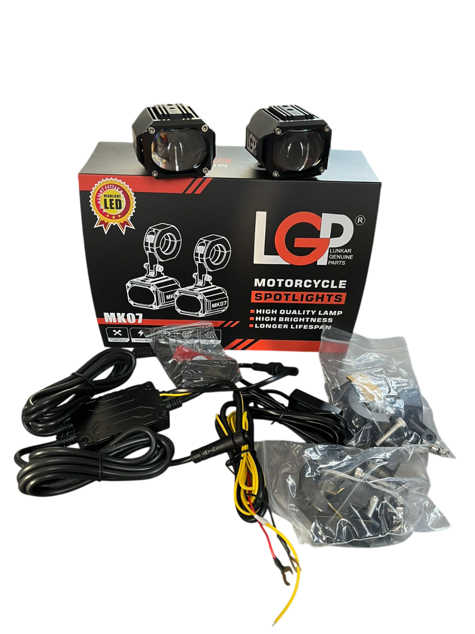 LGP Mk07 Spotlight Ip67 Waterproof Auxiliary Lights With Harness Compatible For All Motorcycles And Cars-LGP11125