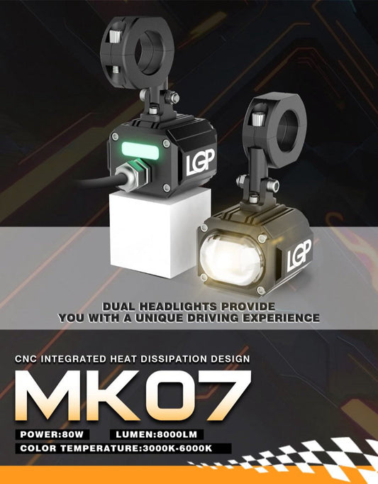 LGP Mk07 Spotlight Ip67 Waterproof Auxiliary Lights With Harness Compatible For All Motorcycles And Cars-LGP11125