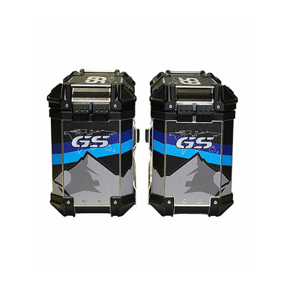 LGP-Premium Aluminium Graphics 38L Panniers(Red/Black/Grey)