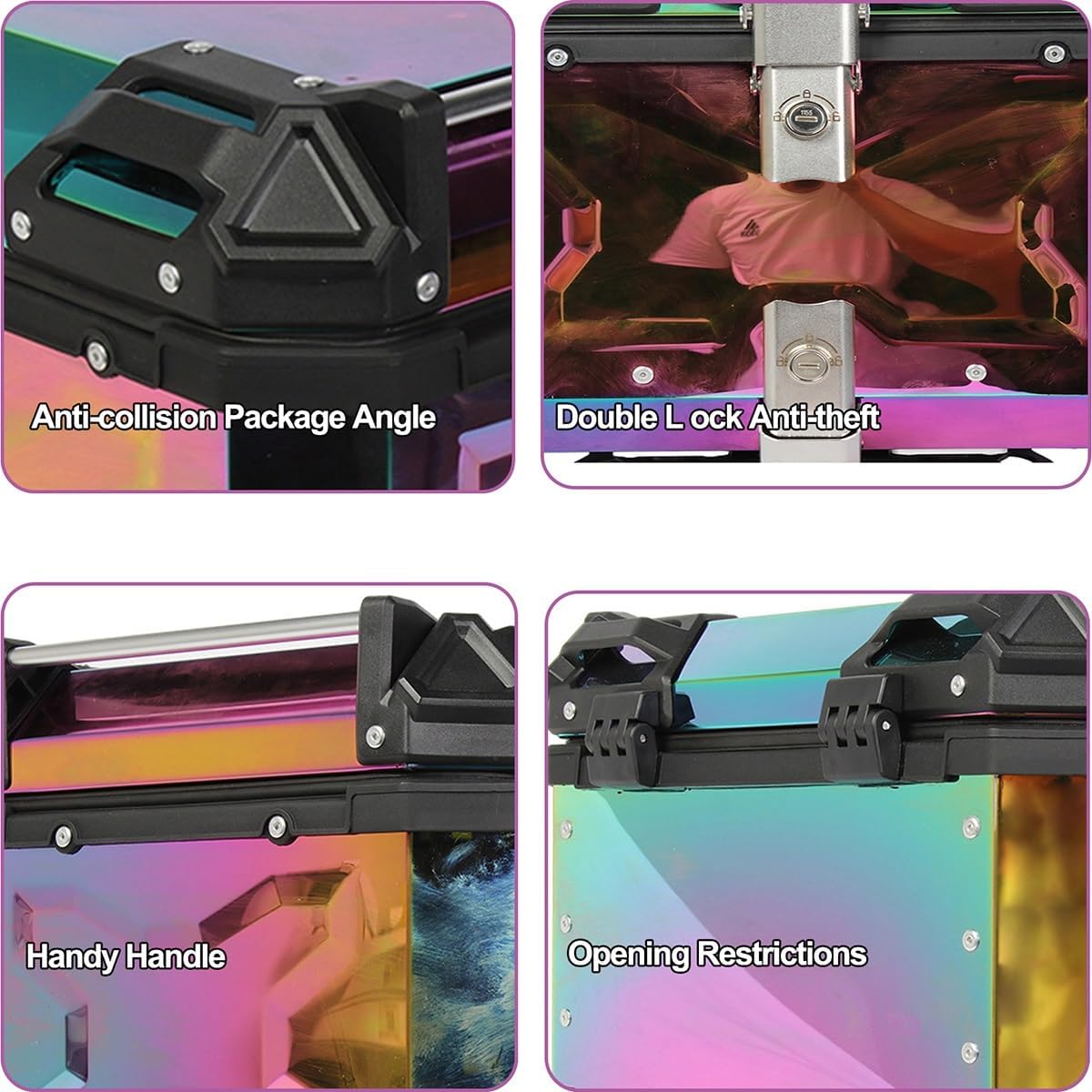 LGP Rainbow Large Capacity Aluminium Top Box 45 Ltrs (fits All Motorcycle) - Color Plating Premium Top Box-LGP11213